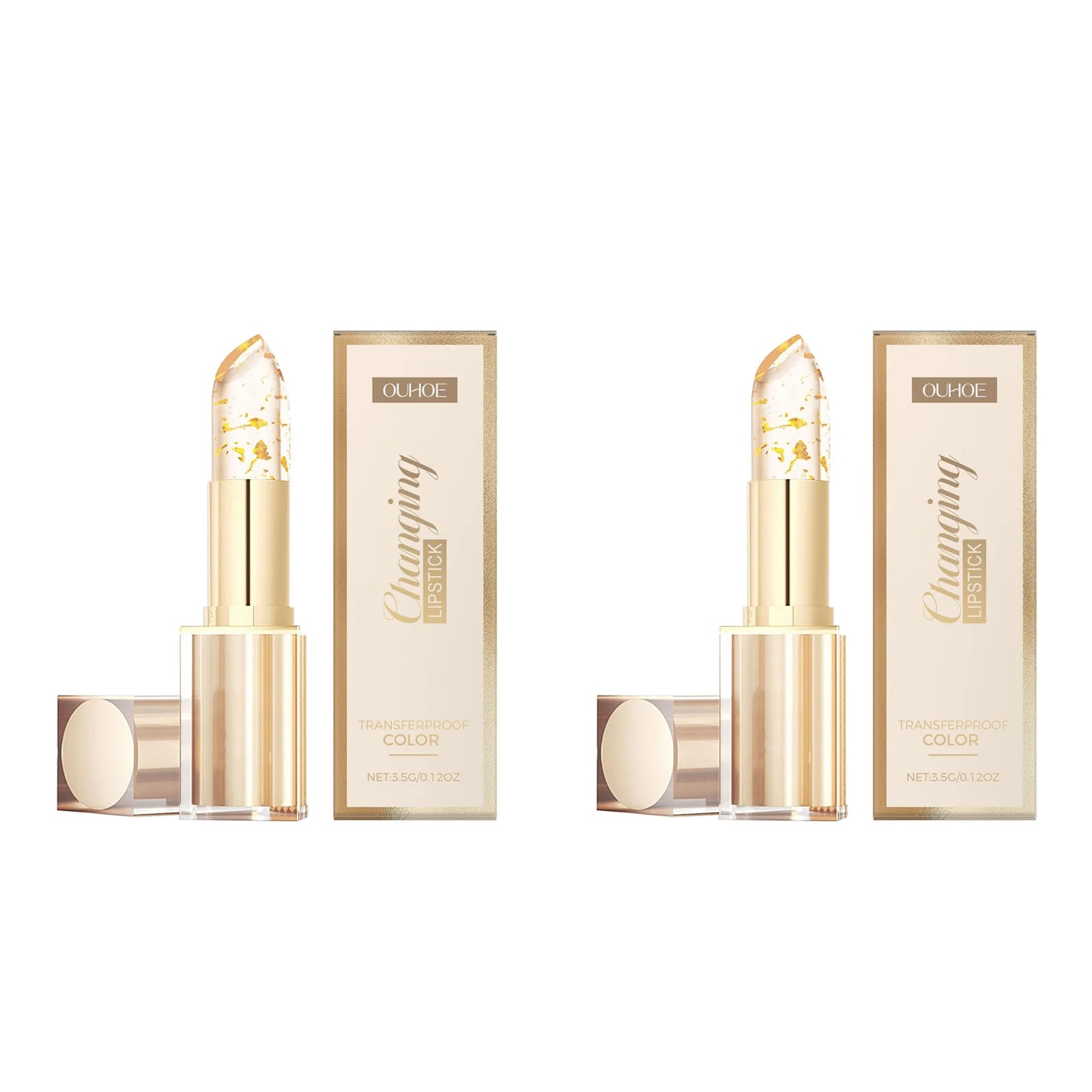 Ouhoe Gold Foil Color Changing Lip Balm – Glossy & Nourishing Color Changing Lip Balm Zpaxo 2Pcs