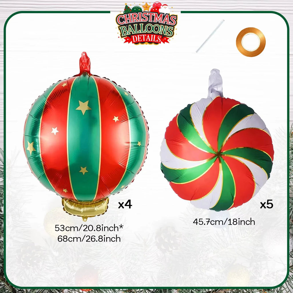 9-Pack Christmas Lollipop Foil Balloons – Holiday Party Decor Holiday Party Balloons Zpaxo