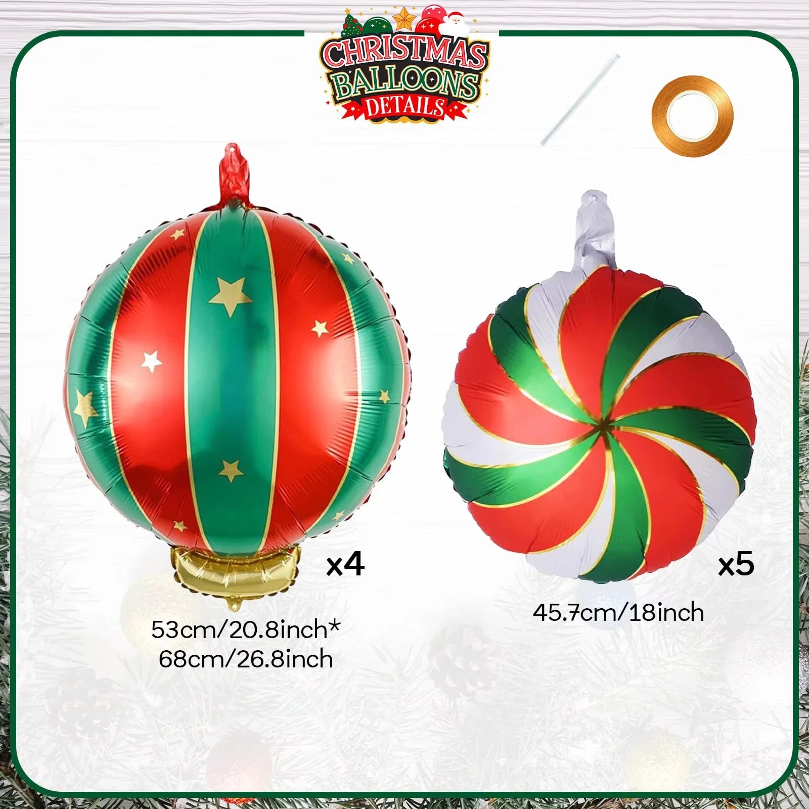 9-Pack Christmas Lollipop Foil Balloons – Holiday Party Decor Holiday Party Balloons Zpaxo