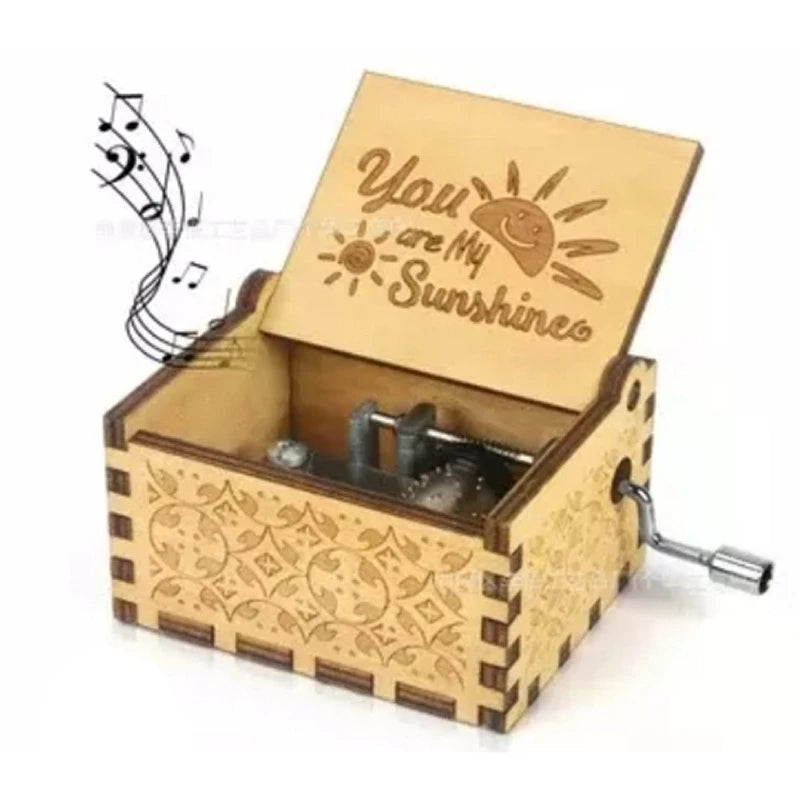 Wooden Hand-Crank Music Box – You Are My Sunshine Gift