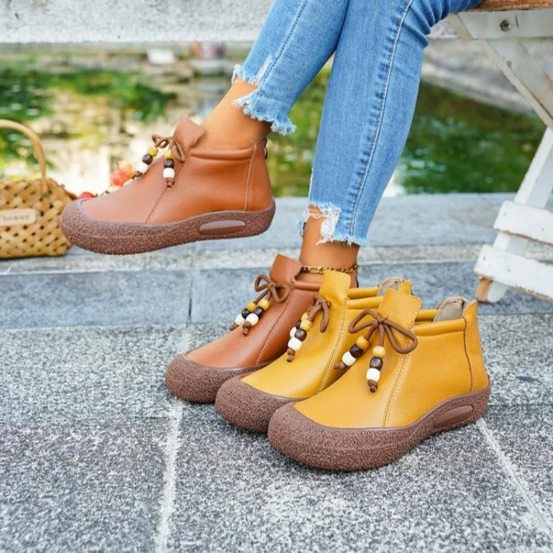 2025 New Women Boots Plus Size Comfortable Ankle Boots Retro Brand Fashion Boots Ladies Autumn Winter Soft Leather Shoes Women Zpaxo
