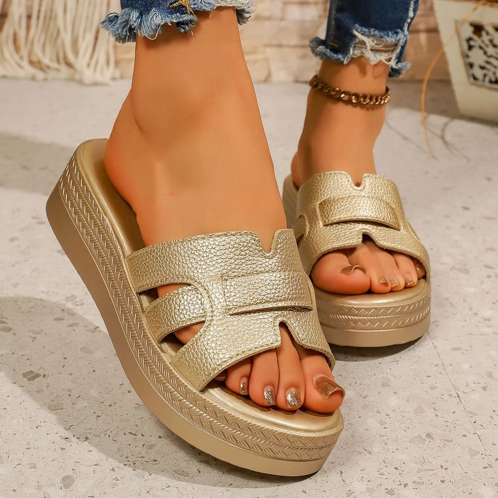 Women Sandals Wedge Outdoor Trend Slippers 2025 Summer Beach Sandals Female Brand Designer Shoes Luxury Big Size Slides Woman Zpaxo