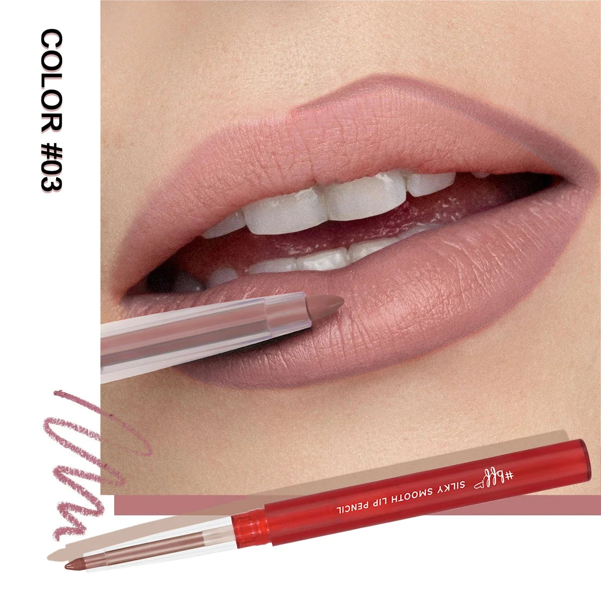Velvet Lip Liner Crayon Matte Tapered Gradient Lipstick Pen Waterproof Non-Sticky Contouring Lip Makeup Mixed Color System Zpaxo 03
