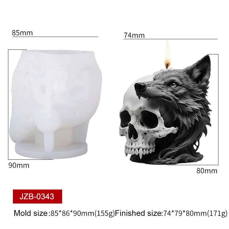 Wolf Skull Eagle Head Silicone Candle Mold 3D Roaring Animal Head Soap Wax Aroma Plaster Making Resin Mold Home Decor Zpaxo Wolf Skull