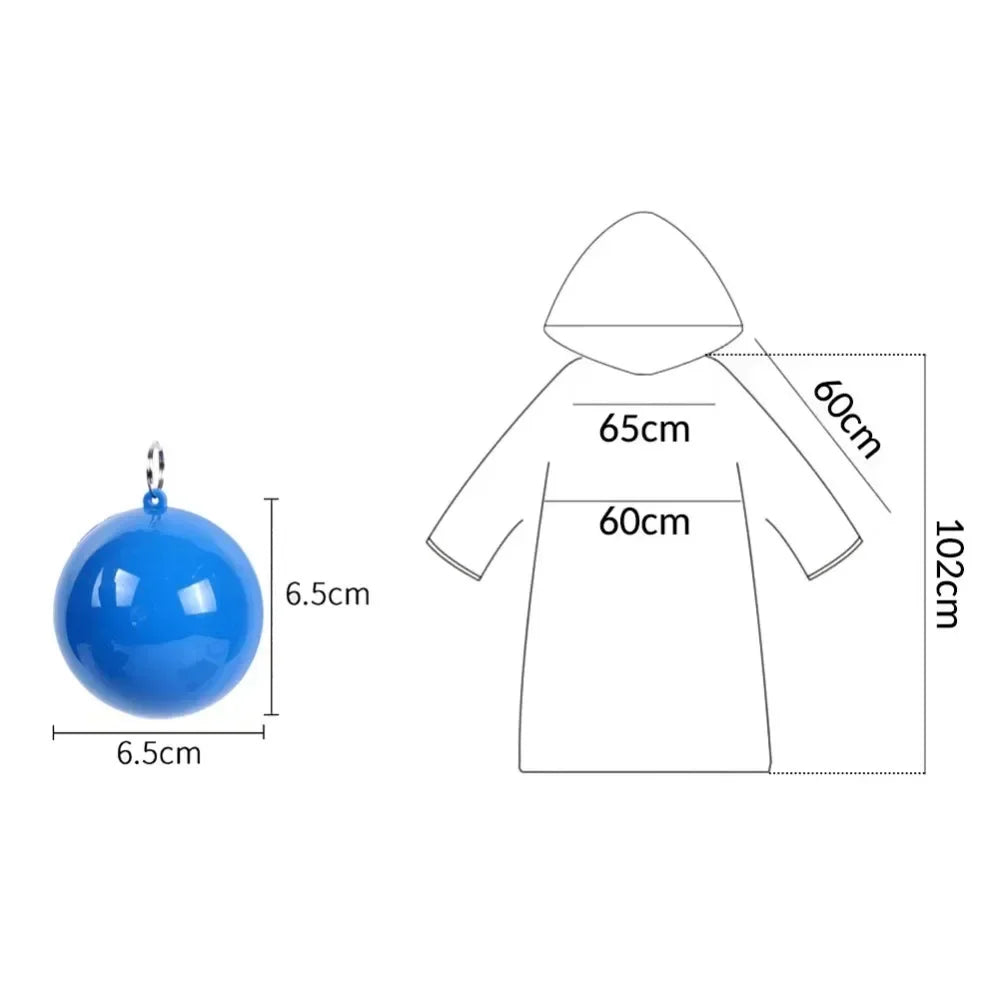 New Portable Disposable Raincoat Keychain Compression Ball Pocket Ball Outdoor Adult Travel Hangable Poncho Camping Gear Zpaxo