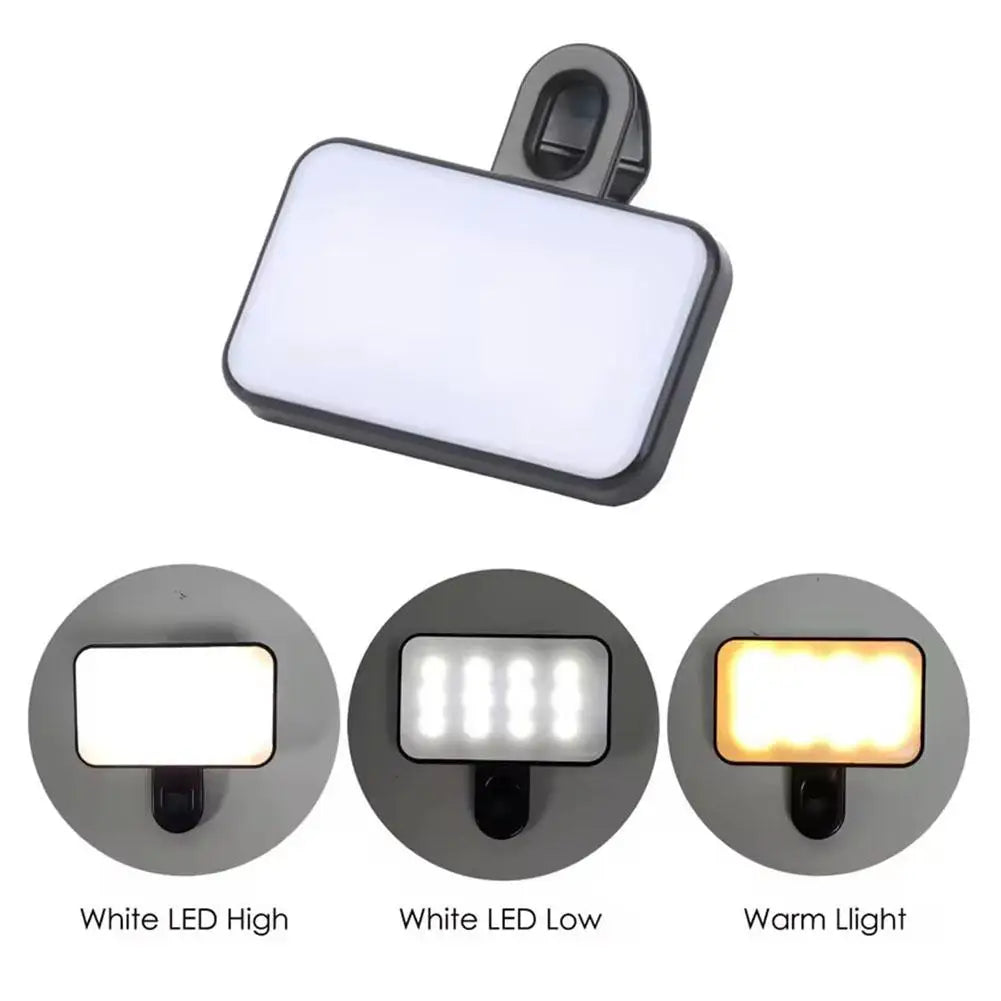 Pocket LED Selfie Light 3 Modes Adjustable Brightness Rechargeable