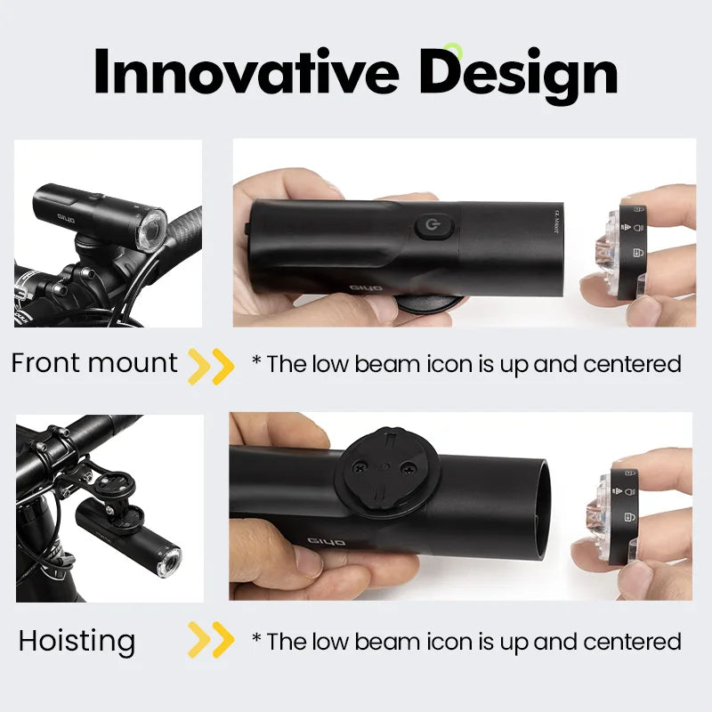 Bicycle Light 800-1500LM Front Lighting German Standard Headlamp Rotatable Lens USB Charge IP66 Waterproof Anti-Glare Bike Light Zpaxo