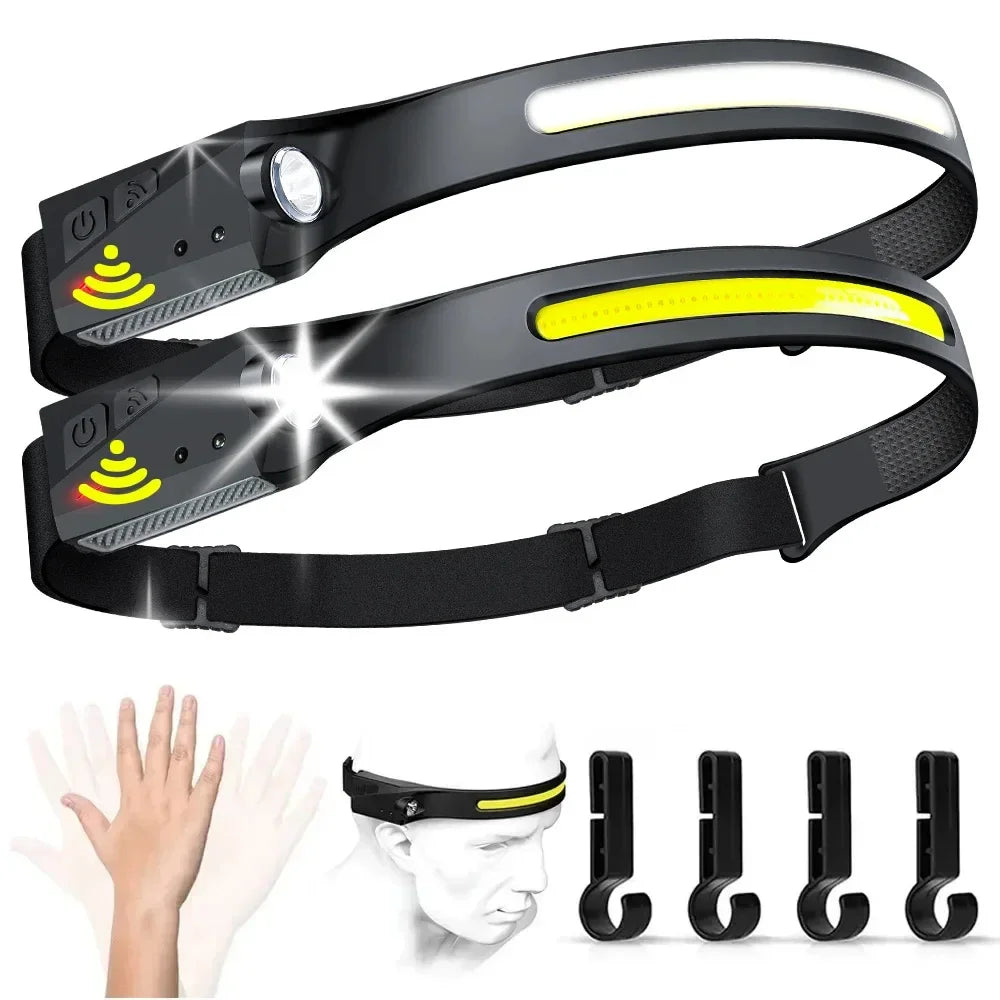 XPE+COB LED Rechargeable Headlamp – Motion Sensor & 6 Modes