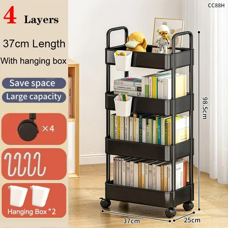 Mobile Kitchen Trolley Organizer Wheels Gap Bookshelf Household