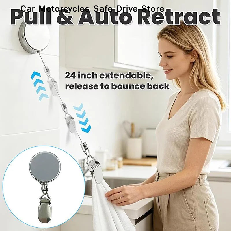 CM1 2 Retractable Towel Rack Automatic Rebound No Drilling