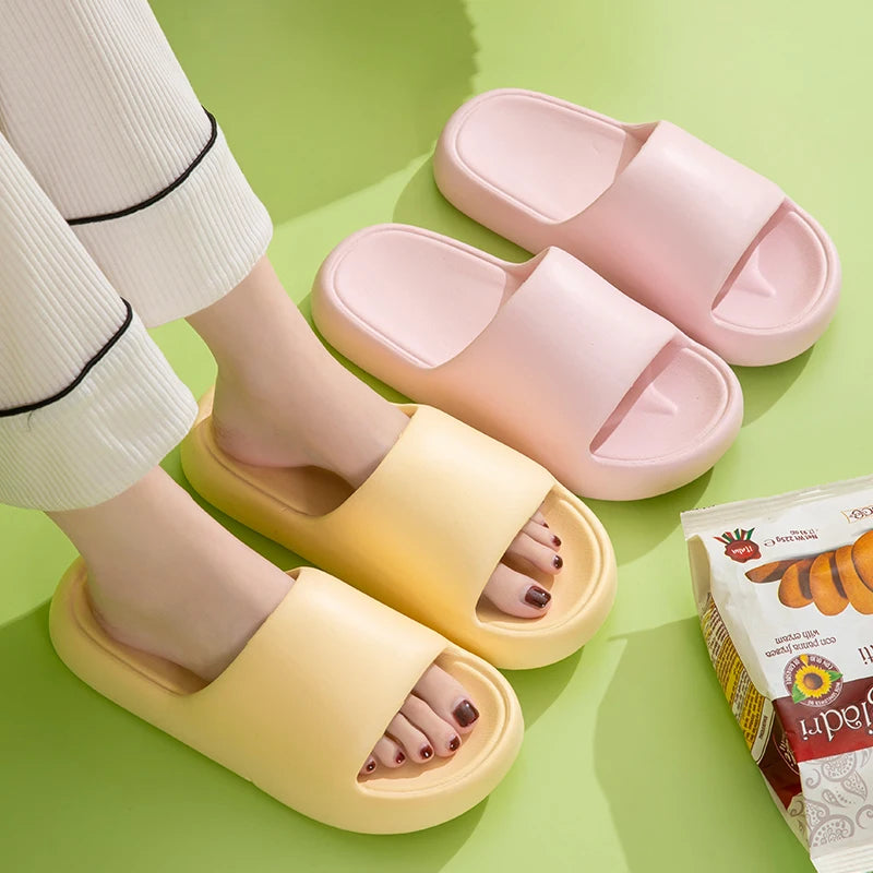 Unisex House Shoes Non-slip Thick Soft Platform Slide Slippers Women