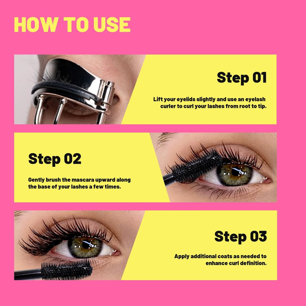 3 Pieces Mascara Set, Waterproof Long Lasting Lightweight Curling Mascara Eye Makeup Kit Zpaxo