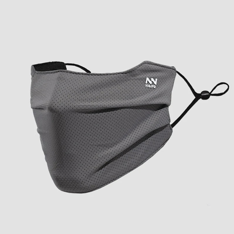 ▶1Pc Sun Protection Face Mask For Men Reusable Breathable UV Face Shield Solid Color Washable Face Mask Summer Cycling Face Mask Zpaxo Gray