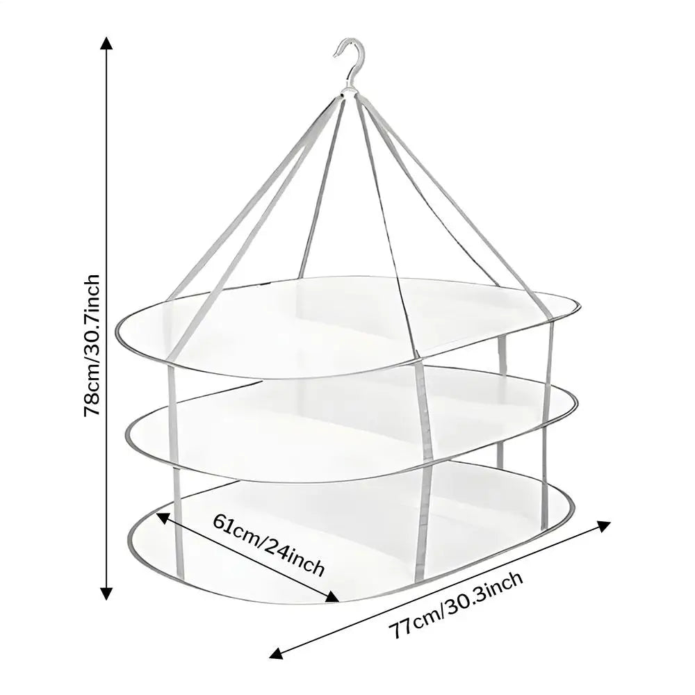 Folding Clothes Drying Rack Flat Mesh Large Dryer Hanger Portable Zpaxo 3Tier