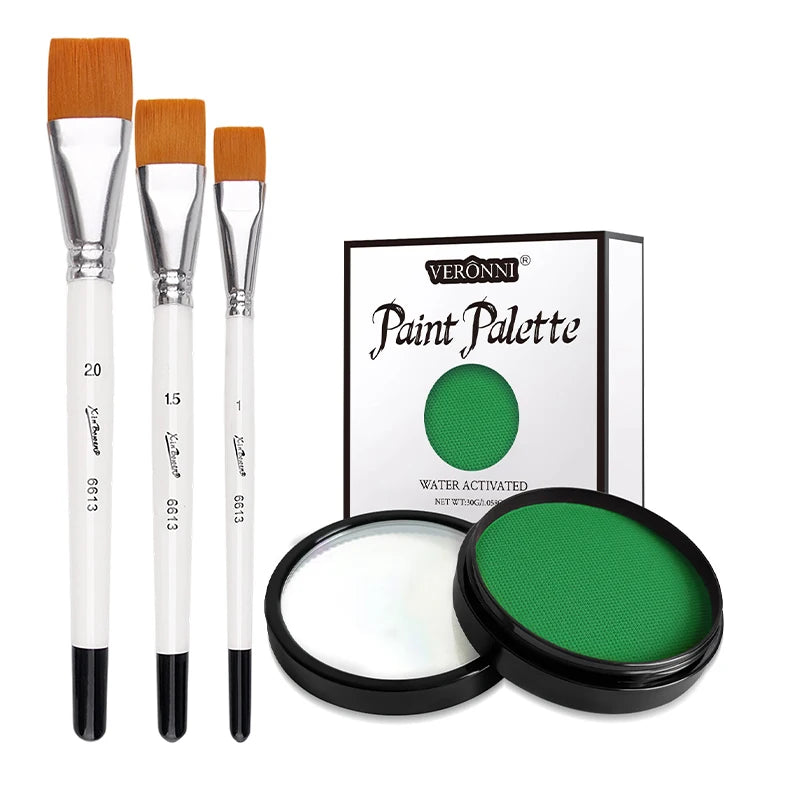 Face Body Painting Palette Non-toxic Safe Monochromatic Water Based Zpaxo 2pcs-green