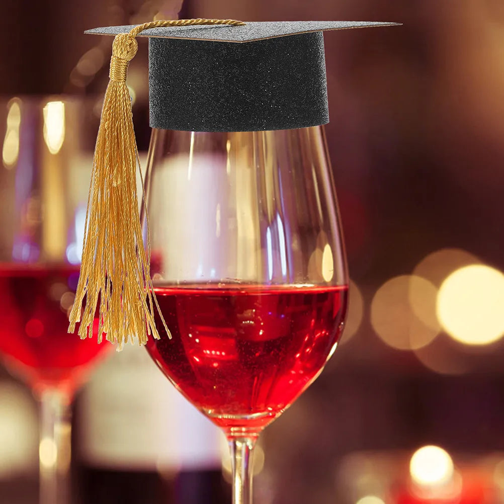 Graduation Hat Goblet Covers Tassel Doctor Cap Design Wine Cover