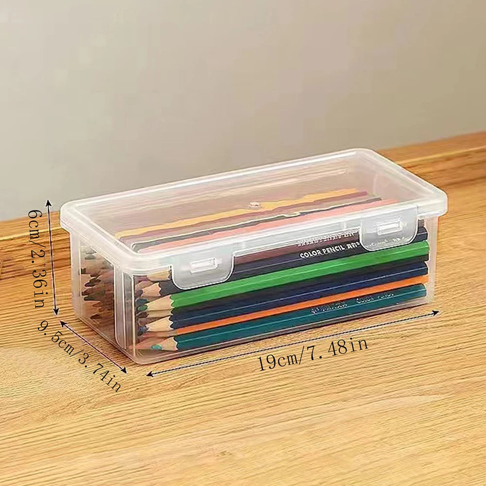 1/2/3/6pcs Pencil Case Box Transparent Plastic Pencil Boxes For Students Without Printing Case Supplies Pencil Sundries Storage Zpaxo 1PCS