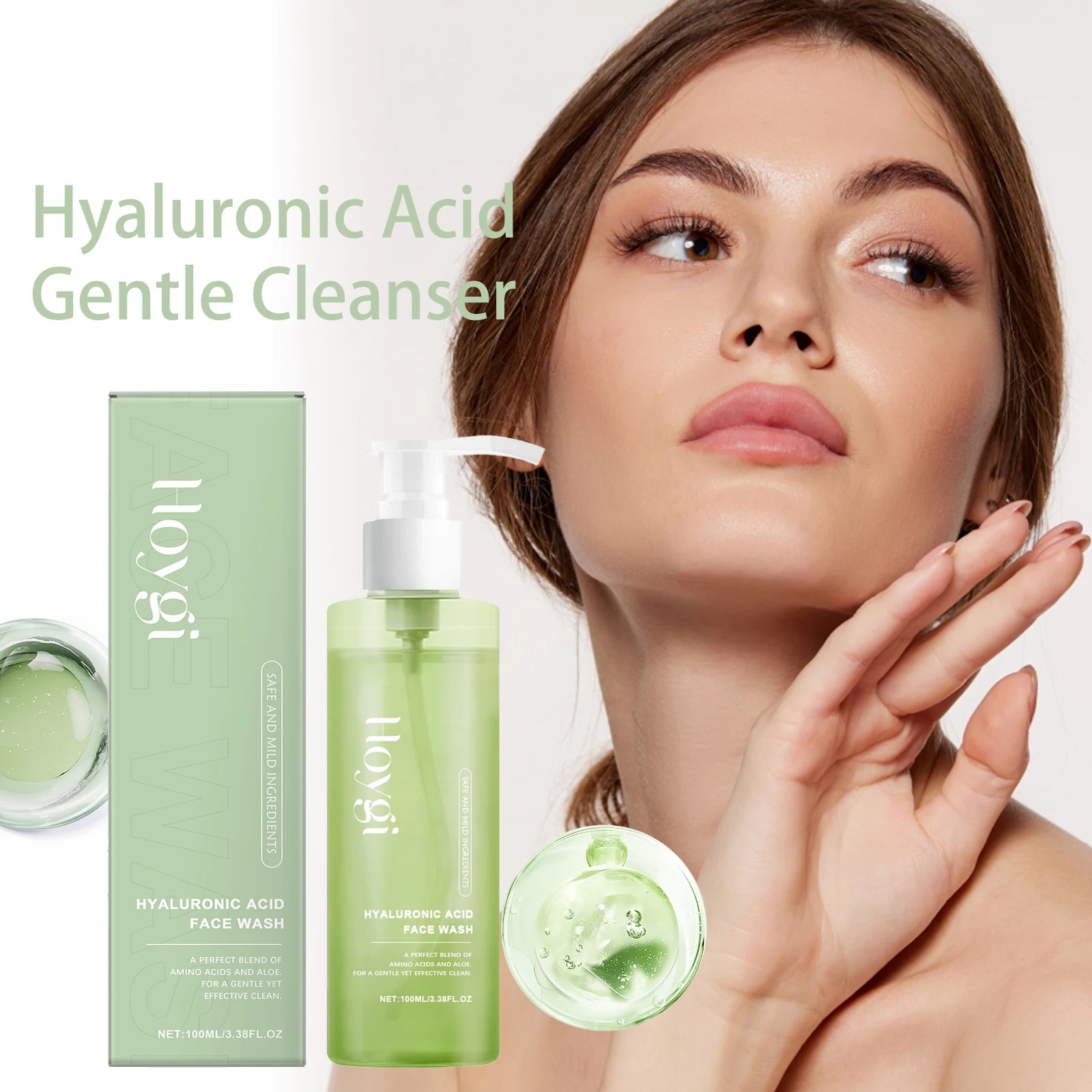 Hyaluronic Acid Face Cleanser Gel for Sensitive Skin Deep Pore Cleansing Makeup Remover Moisturizing Non Drying Formula 100ml Zpaxo