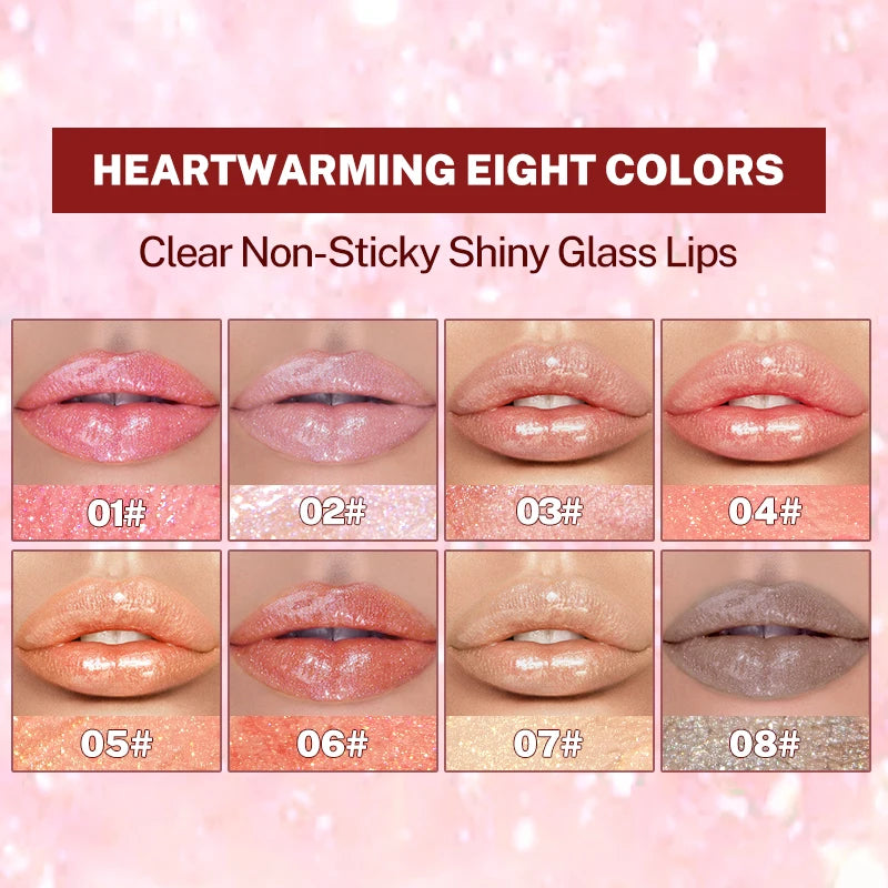 8-pack Lip Gloss Sparkling Waterproof Non Fading Long-lasting Stick