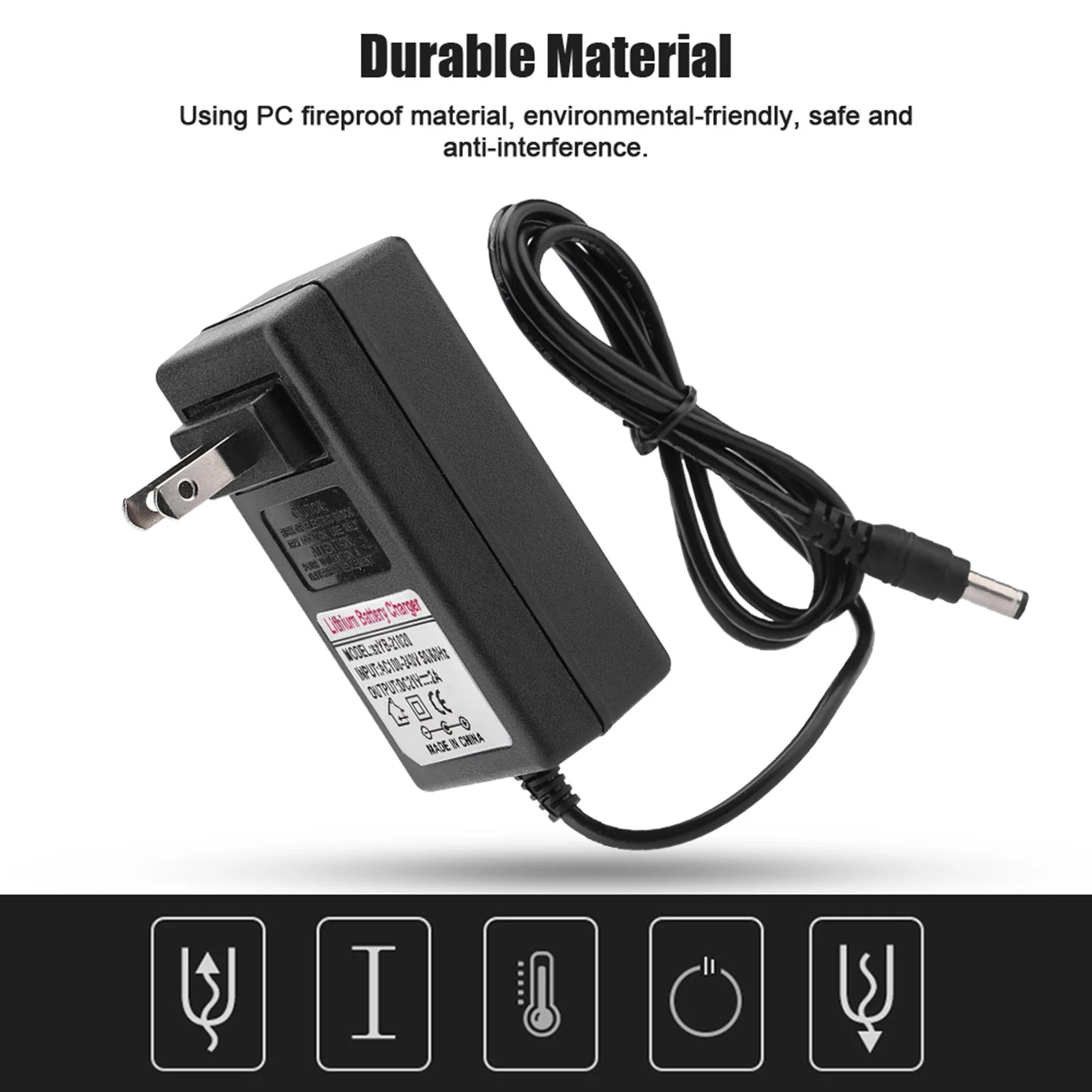 AC 100-240V DC 21V 2A Safe Charge Power Supply Adapter Lithium Ion