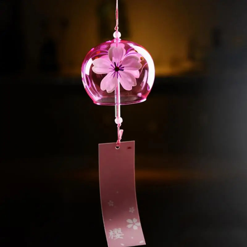 Japanese Wind Bell Japan Wind Chimes Handmade Glass Furin Home Decors Spa Kitchen Office Decor Sakura Cherry Blossom Pattern Zpaxo