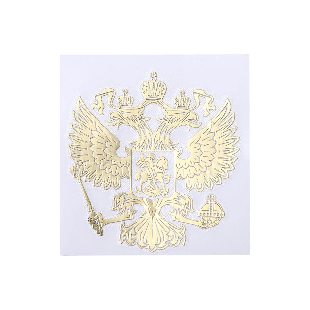 Gold Sliver Russian Eagle Metal Stickers Nickel Coat Arms 3D Car Zpaxo Gold small