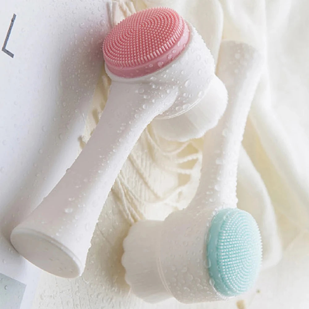 1Pc 2-in-1 Facial Cleansing Brush Manual Silicone Double Sided Soft Face Wash Brush Bristles Exfoliator Skin Care Zpaxo