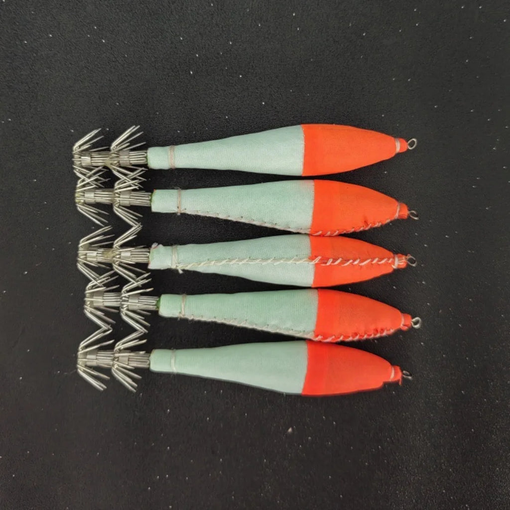 5-Pack Luminous Squid Jig Lures Size 4.0 – Multi-Color Octopus Hooks