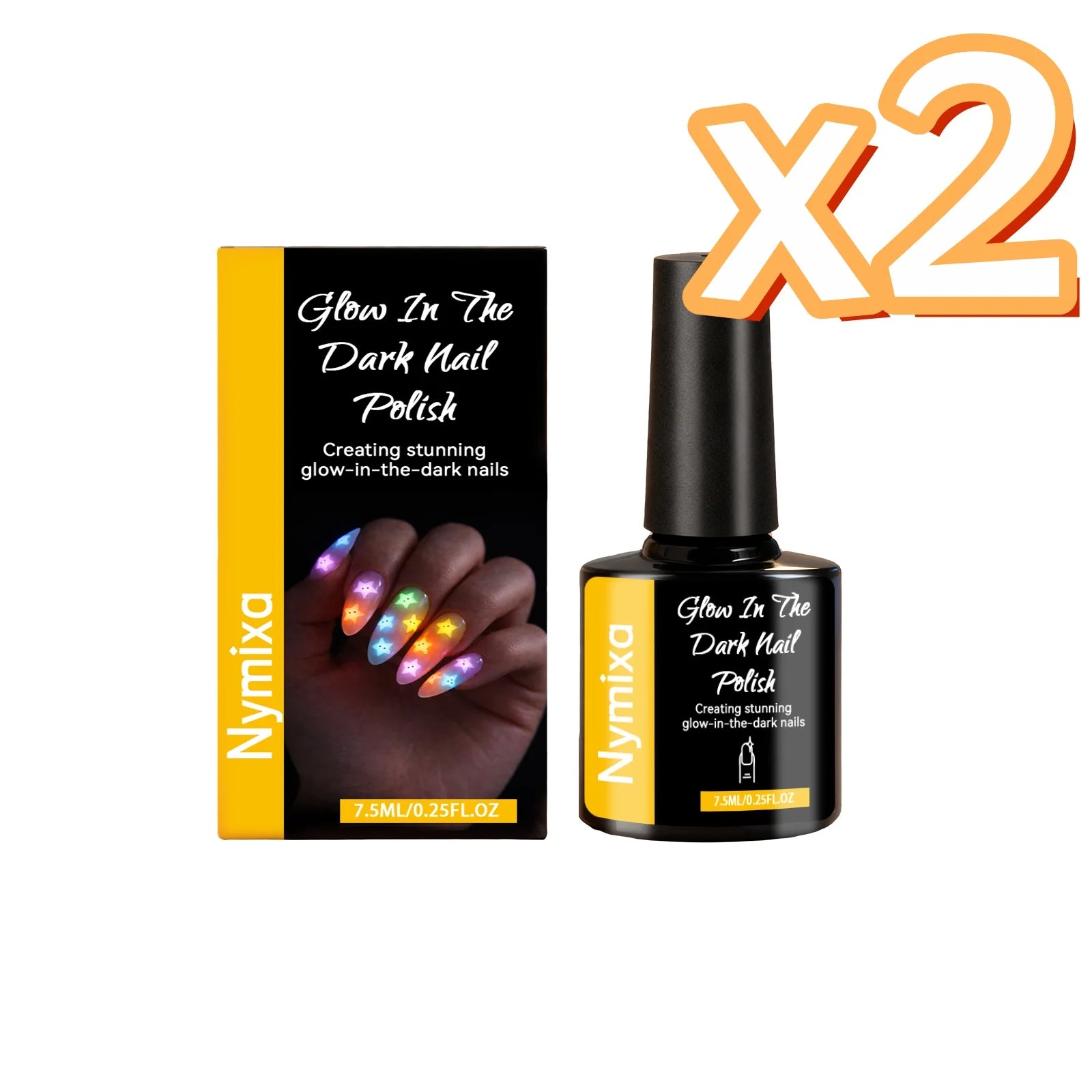 Glow in the Dark Fluorescent Nail Polish Set – 5 Neon Colors Gel Nail Polish Set Zpaxo Sunshine Yellow x 2