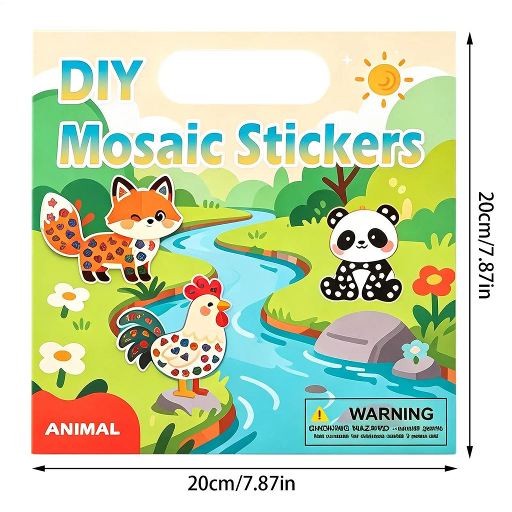 Cute Stickers For Kids 2-in-1 Funny DIY Mosaic Learning Craft Kits Cute Animal Stickers Coloring Set For Boys Girls Home Bedroom Zpaxo