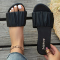 Denim Women Slippers Peep Toe Flat Sandals Casual Slides Lightweight