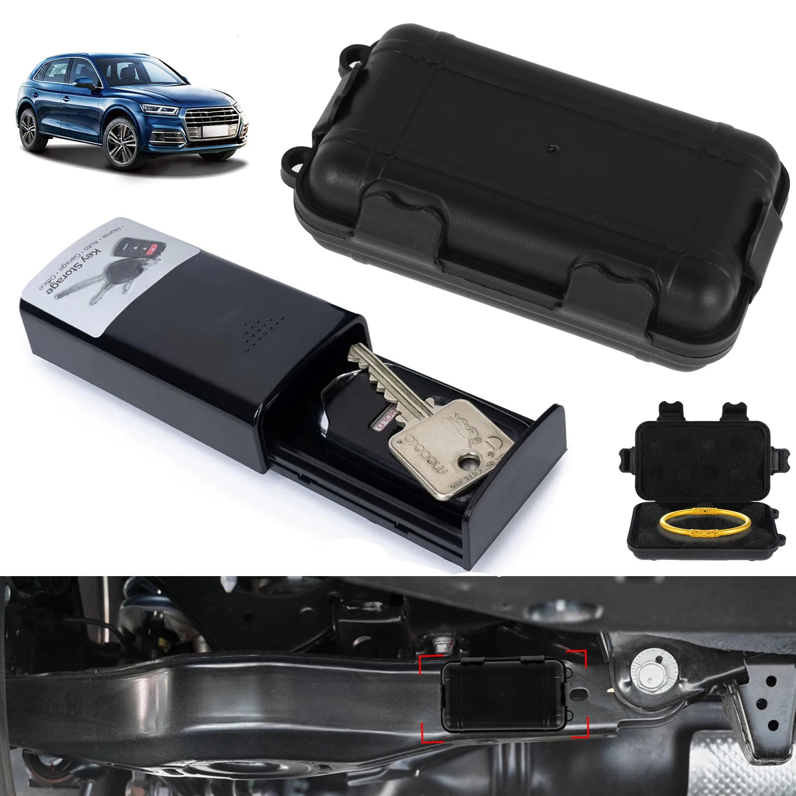 Stash Car Key Box Creative Magnetic Key Cases Portable Hide Key Holder Safe Emergency Anti-Rust Key Holder For Home Secret Box Zpaxo