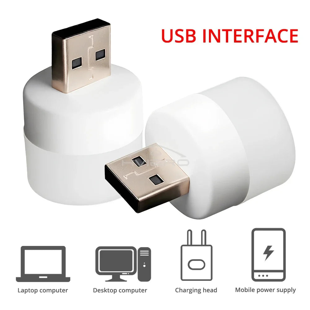 USB LED Plug Night Light – Warm & White | Book Lamp