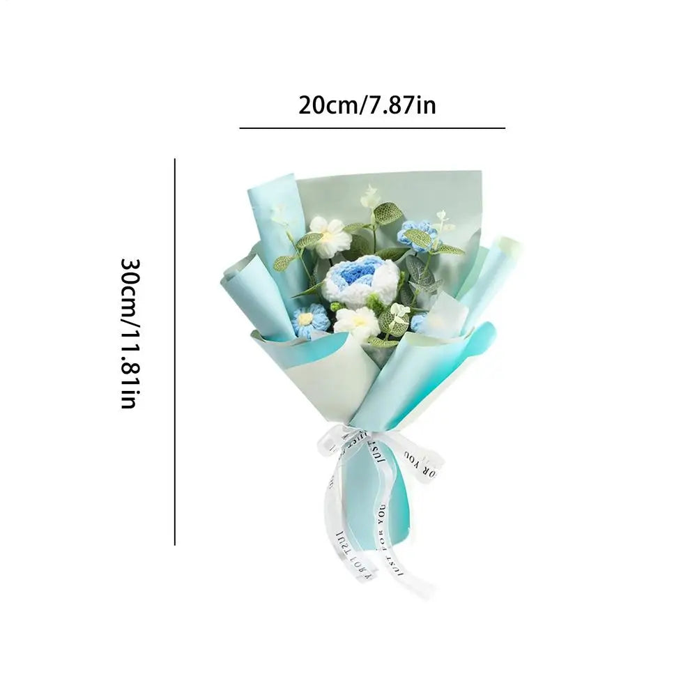 Crochet Flowers Handmade Graduation Bouquet Knitted Wool Bride