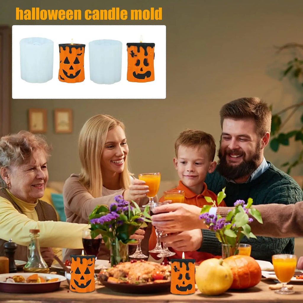 Candle Casting Halloween Mold Ghost Face Pumpkin Reusable Silicone