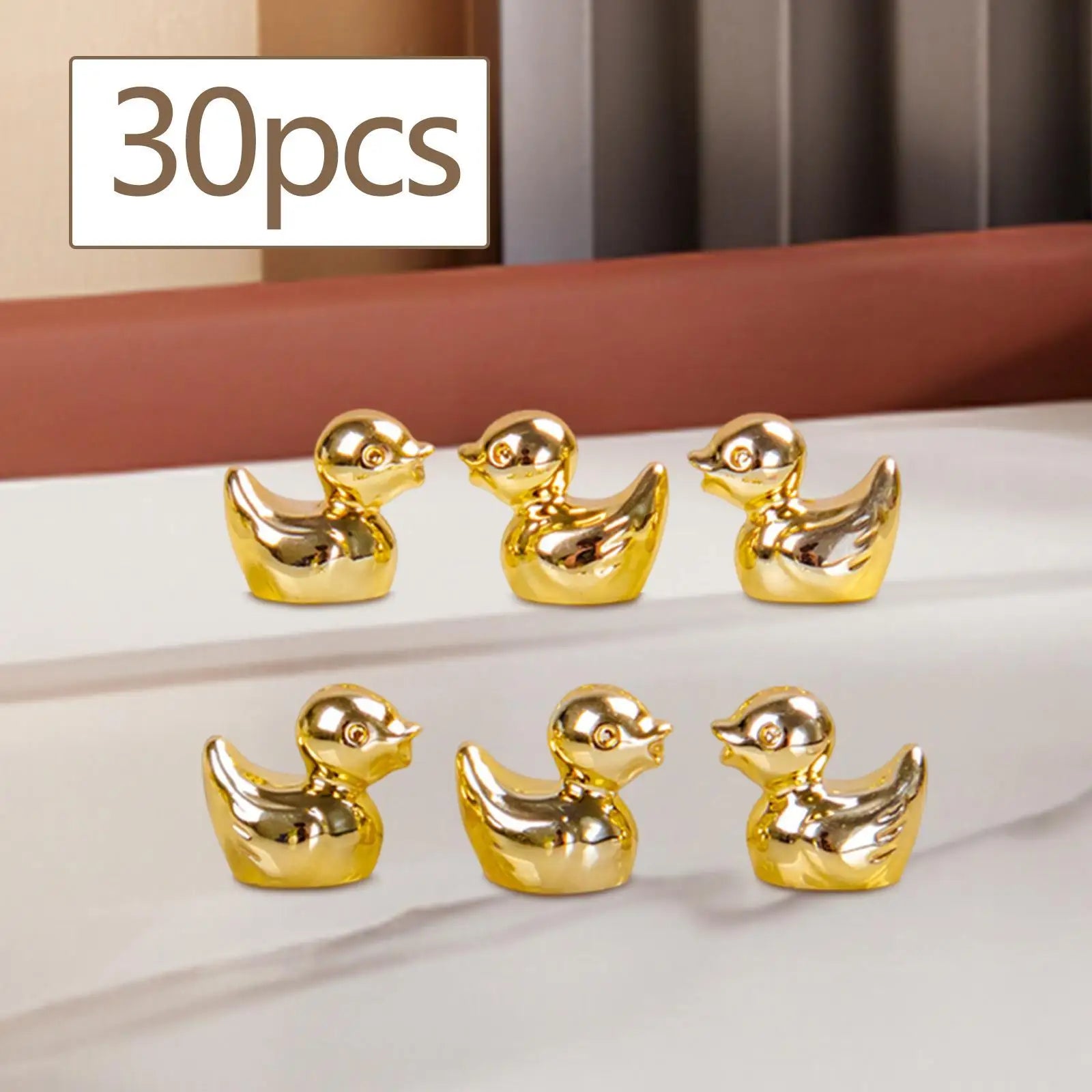 Cute Gold Duck Resin Figurine Small Animal Sculpture Decorative Fairy Zpaxo