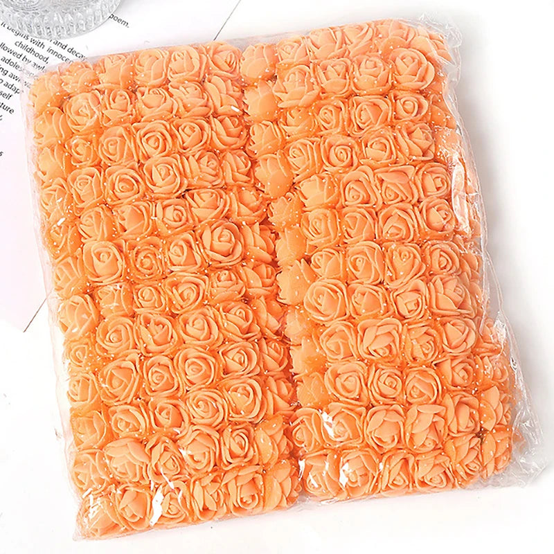 Mini Foam Rose Flower Bouquet Artificial Roses Wedding Party Zpaxo Orange