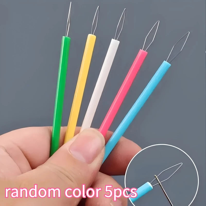 Colorful Plastic Needle Threader Cylindrical Threading Tool Sewing