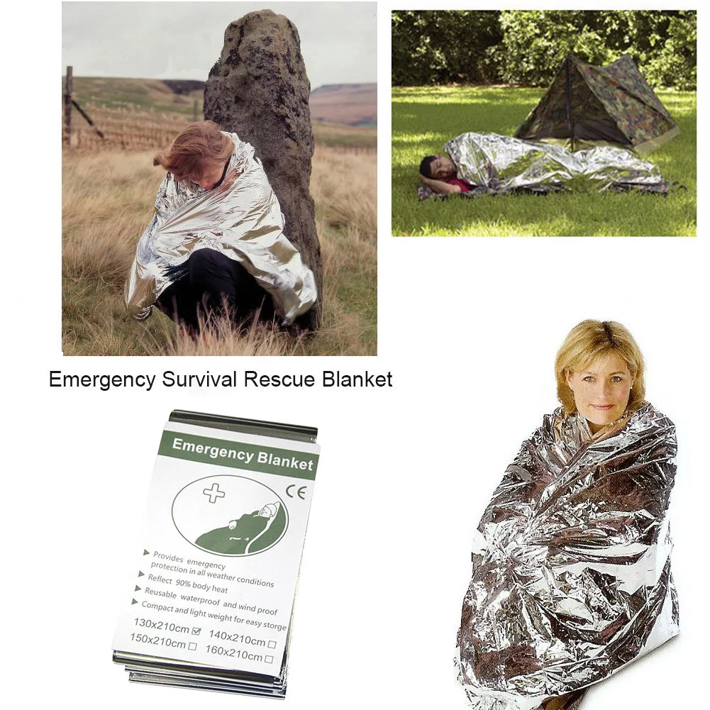 Emergency Blanket Outdoor Survive First Aid Hiking Rescue Windproof