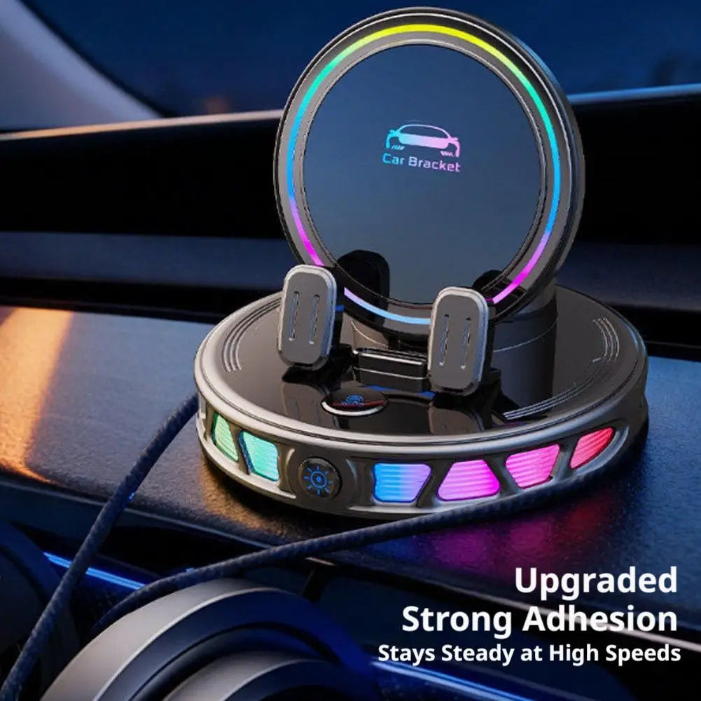 2026 New RGB Ambient Light Car Wireless Charger Dashboard Auto-Clamping Magnetic Phone Holder Car Wireless Charger Stand Zpaxo