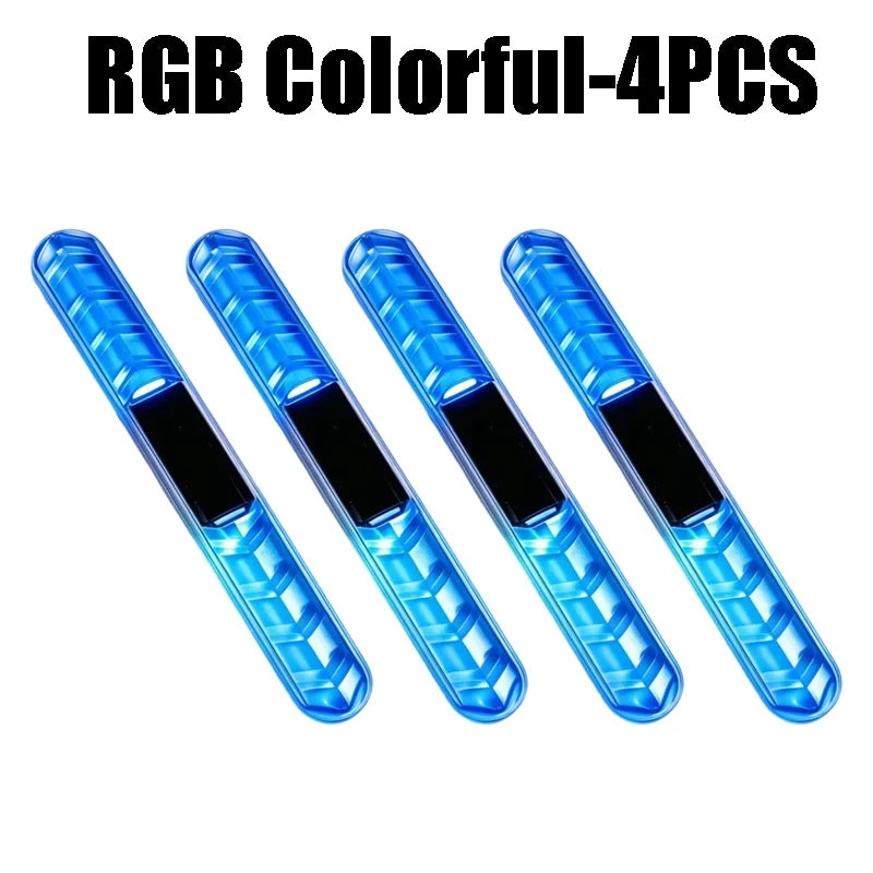 Solar Car Door Edge Guard Warning Light Colorful LED Flashing Strip Zpaxo RGB Colorful-4PCS