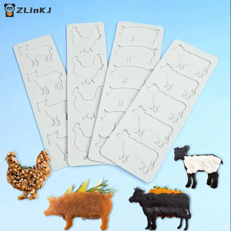 ▶1Pcs Animal Silicone Mold DIY Pig Cow Sheep Chicken Chocolate Fondant Cake Decorating Mould Zpaxo