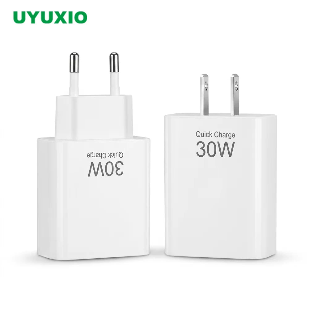 UYUXIO 30W USB C Fast Charger Dual Port US EU Plug Wall Adapter