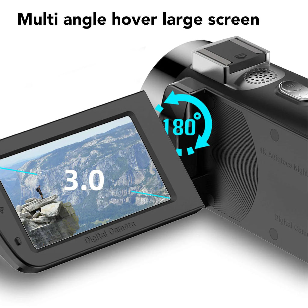 Video Camera 4K Camcorder 64MP HD Wifi Rotation Screen Digital