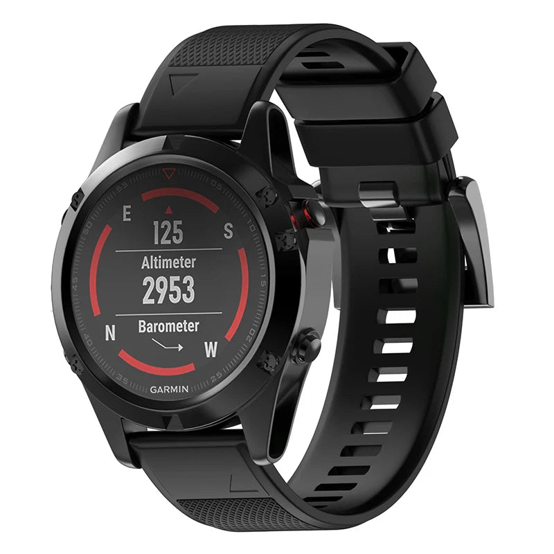 20mm 22mm 26mm Silicone Watch Strap for For Garmin Forerunner 945 935 Bracelet Wristbands For Fenix 7 7X 7S 6 6X 6S 5 5X 5S Plus Zpaxo Black 26mm width