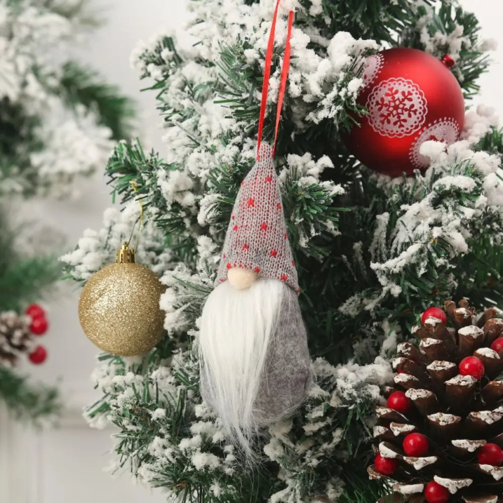 Santa Claus Christmas Gnome Pendant Plush Doll Hanging Tree Knitted Zpaxo style H