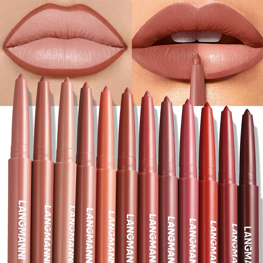 LANGMANNI Sexy Velvet Matte Lip Liner Pen Waterproof Silky Natural Contour Non-Stick Cup Makeup Lipstick Pencil Lasting Cosmetic Zpaxo