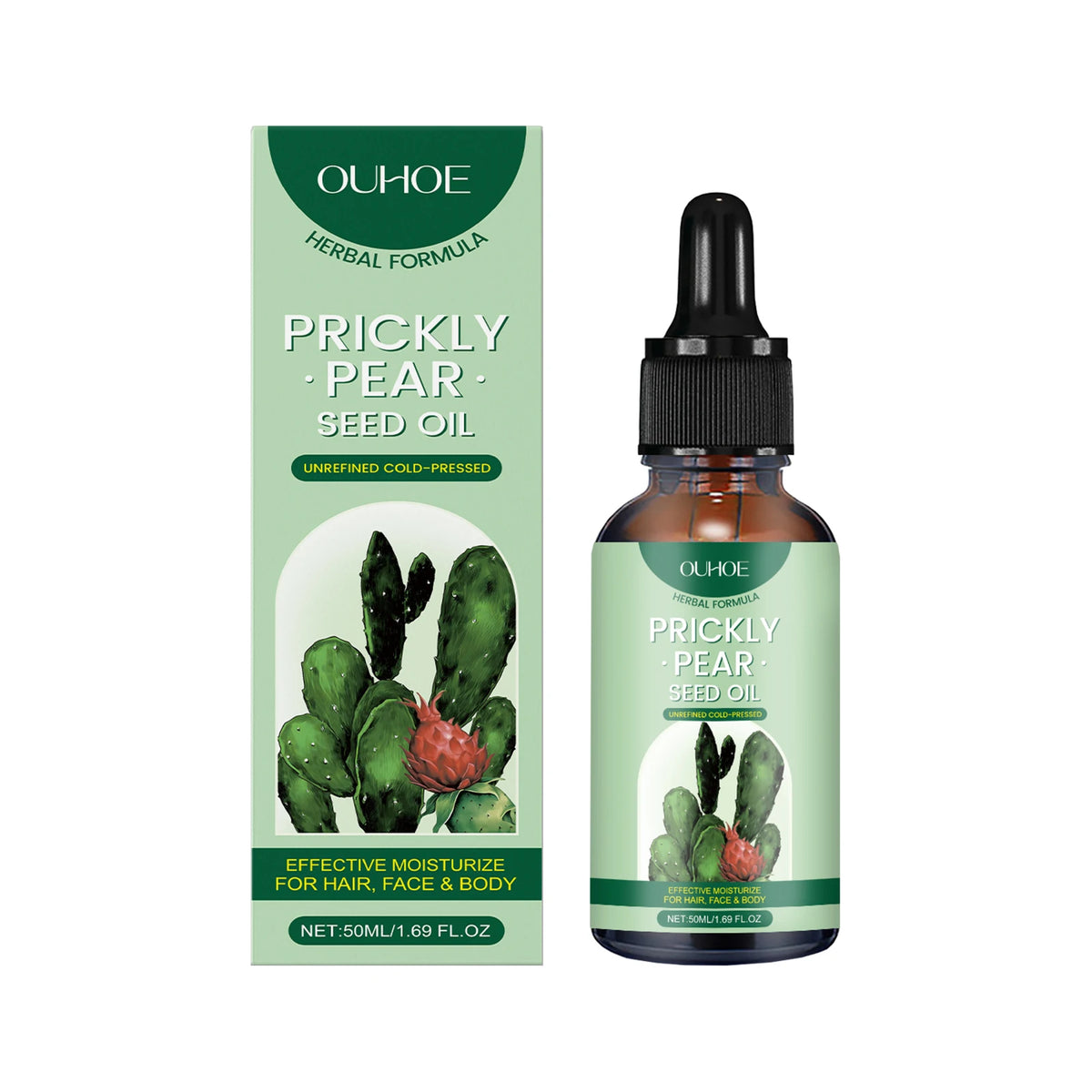2 in 1 Cactus Seed Oil Face Body Hair Natural Plant Based Moisturizing Massage Argan Almond Anti Pollution Nourishing Treatment Zpaxo 1PC 50ml