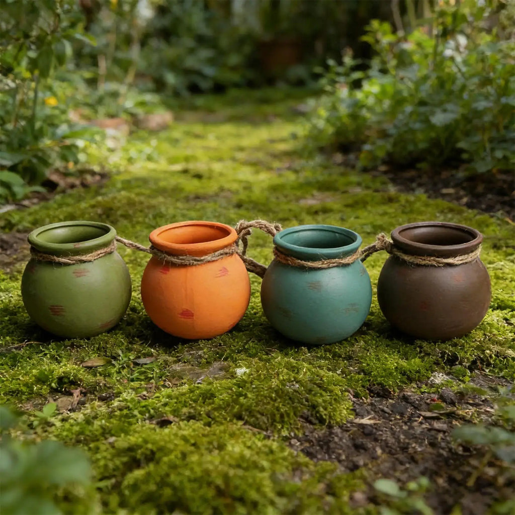 Small Flower Pots 4 Ceramic Cute Home Decor Plant Drainage Cactus