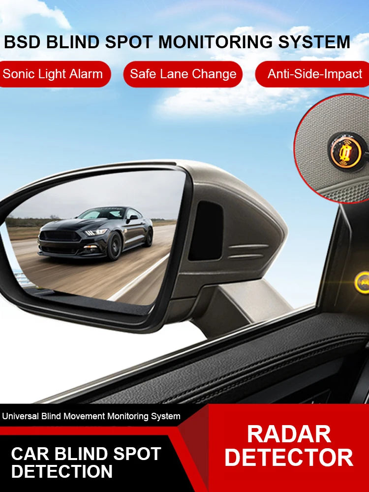 Car Blind Spot Detection 12V BSD Warning Light Assist Lane Changing